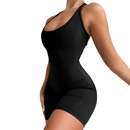 Eojn Women's One Piece Short,Catsuit Bodycon Sleeveless Tank,Jumpsuits Rompers Playsuit Black #TOP2