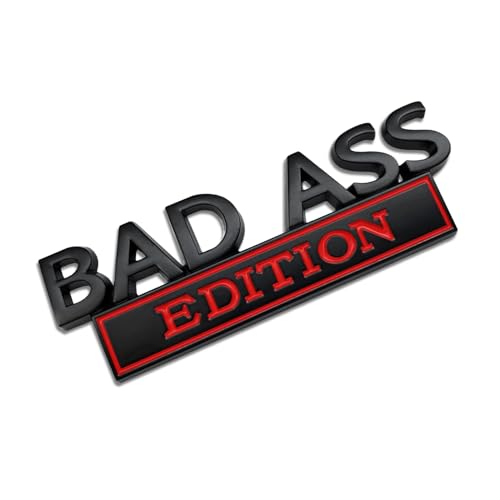 Image of Bad Ass Edition Emblem, 3D Fender Badge Decal Car Sticker with 3M Adhesive, Car Fender Bumper Sticker Body Sticker Fit for Universal Vehicles (Black red)