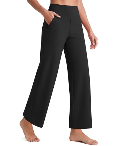 Image of G4Free EverGoing Wide Leg Ankle Pants for Women 7 /8 Length Yoga Dress Pants High Waist Stretch with Pockets Casual Work