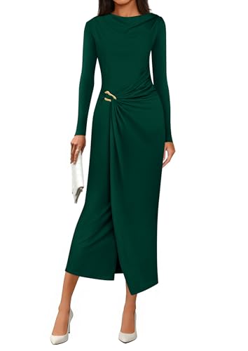 PRETTYGARDEN Women's Fall Wedding Guest Cocktail Midi Dresses Elegant Long