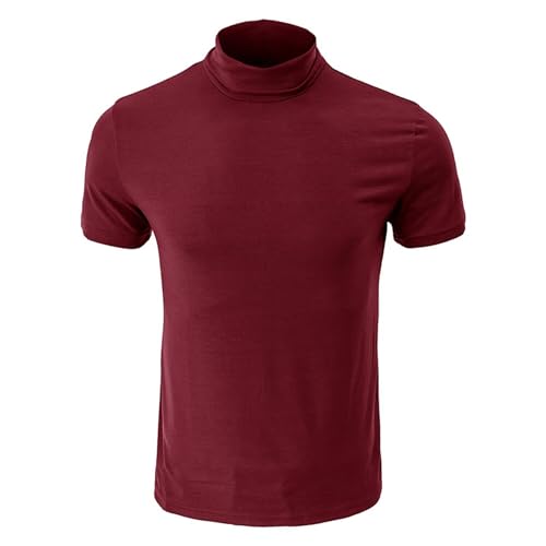 Men's Undershirt Slim Fit Cotton Stretch Mock Turtleneck T-Shirt2