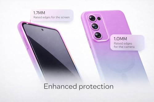Image of amazon basics Gradient Mag-Safe Case for Samsung Galaxy S20FE 5G | Soft Silicone Shockproof Cover with Camera Protection | Slim Lightweight Design | Smooth Touch & Durable - Purple & Gray