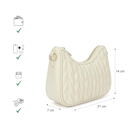 Image of Fastrack QuiltCrush Sling | Faux-Leather Women's Sling Bag| Detachable Chain Strap, Gold Hardware, Internal Pockets & Zipper Closure