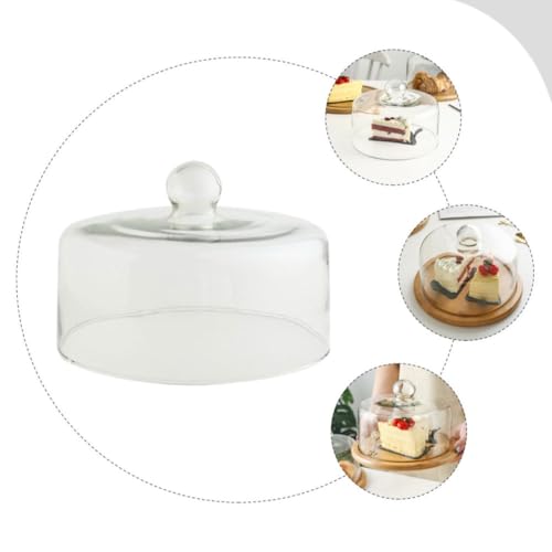 Couvercle alimentaire en verre transparent CRAFTHROU robuste cloche anti-poussière plat gâteau pâtisserie maison - 4