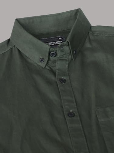 Image of Majestic Man Classic Slim Fit Solid Cotton Casual Shirt with Button-Down Collar