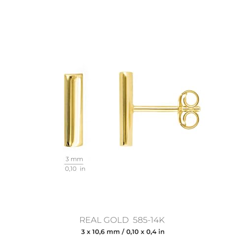 Upgrade Your Style with Lucchetta's 14kt Yellow Gold Mini Bar Stud Earrings - Italian Excellence Fine Jewelry4