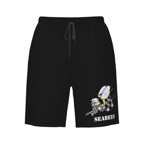 Navy Seabee Men's Beach Shorts Quick Dry Swim Trunks with Pockets Mesh Lining 6