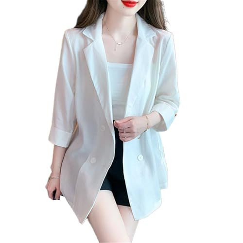 Lightweight Summer Blazer for Women, Loose Fit, Casual Three-Quarter Sleeve