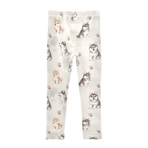Watercolor Puppy Paw Girls Leggings Soft Stretch Workout Yoga Dance Pants for Kids Casual Tights2