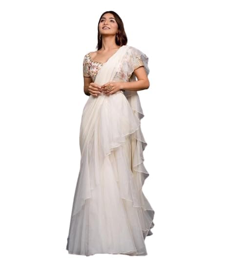 Lehenga Choli Indo-Western Draped Lehenga Saree & Belt Set For Women Bollywood Style Apple Organza Silk Fabric On Fully Stitched Blouse with Belt Wedding Colour New Letest Wedding-image-49