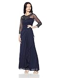 Alex Evenings Women's Long A-Line Sweetheart Neck Dress (Petite and Regular Sizes), Dark Navy, 16