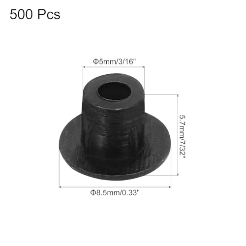 Image of MECCANIXITY 500pcs Plastic Hole Plugs, 5mm (3 /16 Inch) Black Screw Caps Cover Snap in Locking Round Button Top Shelf Plugs for Cabinet Cupboard Bookcase License Plate Furniture