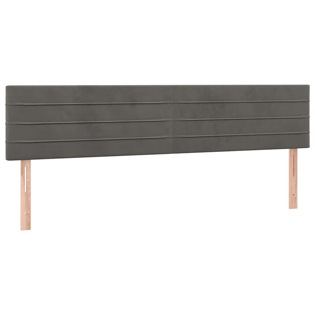 Aksamitne regulowany zagłówek 120x190 cm szary | Łóżko kontynentalne 120x190cm z materacem sprężynowym ciemnoszary aksamit zagłówek ławka