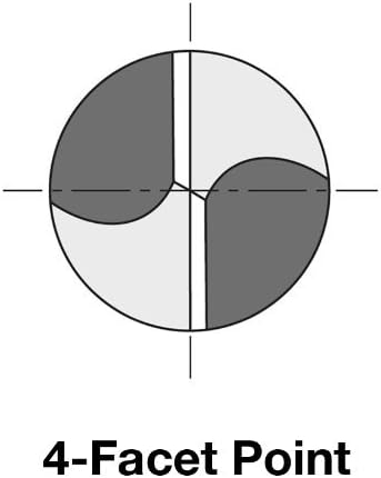 Diagram illustrating the 4-facet point of a sharpened drill bit.