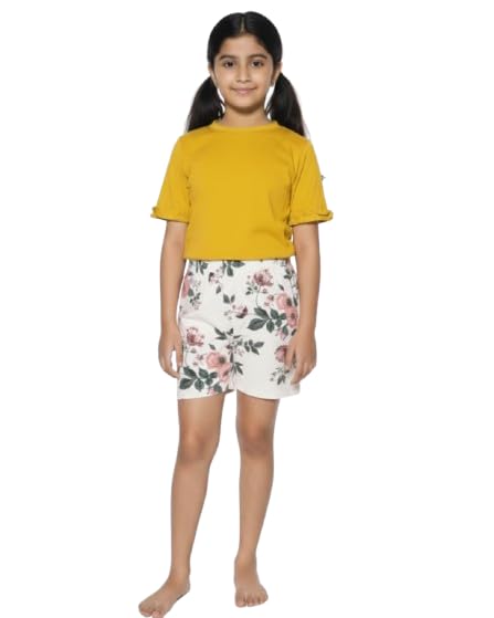 Image of Girls Premium Cotton Printed T-Shirt & Shorts Set | Summer Wear Comfortable Loungewear Clothing Set | Girls Co-Ord Set | Casual Half Sleeve Printed Top & Bottom Set
