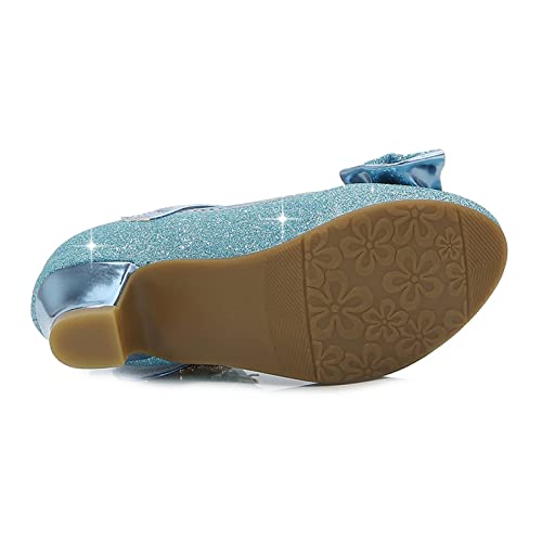 AnFeng Girls Sandals Princess Shoes Fish Mouth Open Toe Flower Shoes Hollow Flower Shoes Sandals Soft Sole Gold Princess Sandals (Blue, 31)3