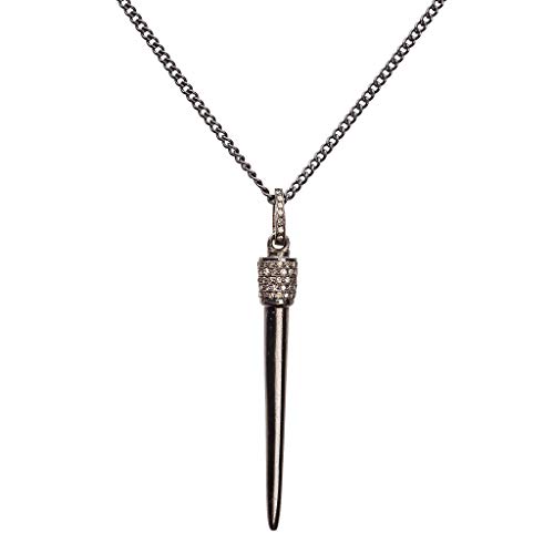 Diamond Tusk Genuine Diamond Spike Necklace - Oxidized Sterling Silver - 18 Inch Length- Valentine's Diamond Tusk Genuine Diamond Spike Necklace - Oxidized Sterling Silver - 18 Inch Length- Valentine's