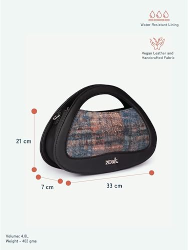 Image of ZOUK Nadia Sling Bag for Women - Stylish Crossbody with Cutout Top Handle | Handcrafted Shoulder Bag with Multiple Pockets & Water-Resistant Lining | Formal & Casual Use |