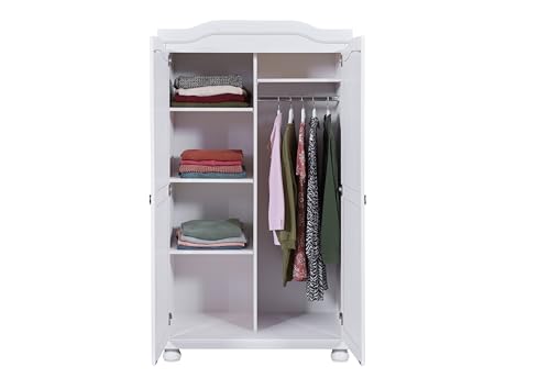 Armario de pino macizo barnizado en blanco de diseño nórdico Hedda 8