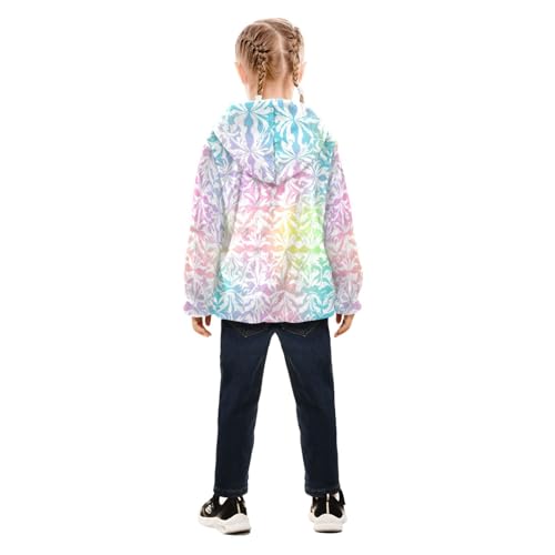 Ombre Colorful Floral Girls Fleece Jacket Girls Fall Jacket Girl Coats Zip Up Hoodie Children Sherpa Warm Outerwear 2-10T4