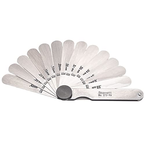 Starrett 173MA Thickness Gage Se With Straight Leaves, 0.03-0.50 mm, 13 Leaves