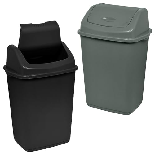 Daniel James 10L or 30L Swing Bin - Waste Recycling Bin with Swing Flip Top Lid - Durable Plastic Rubbish Bin for Kitchen Bathroom Bedroom & Office - Black or Silver