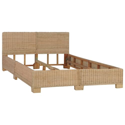 Xichuzi Estructura de Cama, Bases De Cama, Somier, Habitaciones es Cama, Cama Relax, Bed Frame, Mueble Cama, Marco De Cama, Tejida a Mano de ratán auténtico 140x200 cm