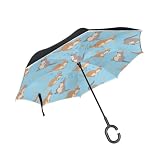 ALAZA Kangaroos Blue Inverted Umbrella