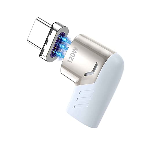 Sisyphy USB C Magnetischer Adapter (1er Pack), USB2.0 Typ C Adapter mit rechtem Winkel, PD 120W Ladung und 480Mbps Datentransfer, Kompatibel mit MacBook Samsung iPad Pro und mehr USB C Geräten