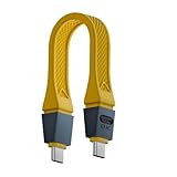 Poyiccot 80Gbps USB C 充電 ケーブル 短い 【80Gbps 高速データ転送 &240W 超高速充電&120Gbps帯域幅】、USB Type C 変換ケーブル 短い 【13cm, 黄, 持ち運び便利】対応 デュアル8K/6K, 16KのThunderbolt 5 対応 iphone16/MacBook M4/USB 4/SSD用