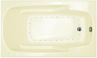 Anguilla 36 x 60 x 23" Rectangular Air Jetted Bathtub Color/Trim / Tile Flange / Front Skirt / Drain: Biscuit / Polished Brass / No / Yes / Right