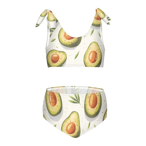 KLL Funny Avocado Girls' Two Piece Bikini Sets Scoop Neck Swimsuit Swimwear Cute Shoulder Strap