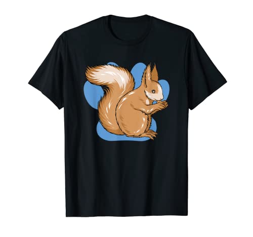 Niedliches Eichhörnchen auf Pfotenabdruck-Silhouette T-Shirt