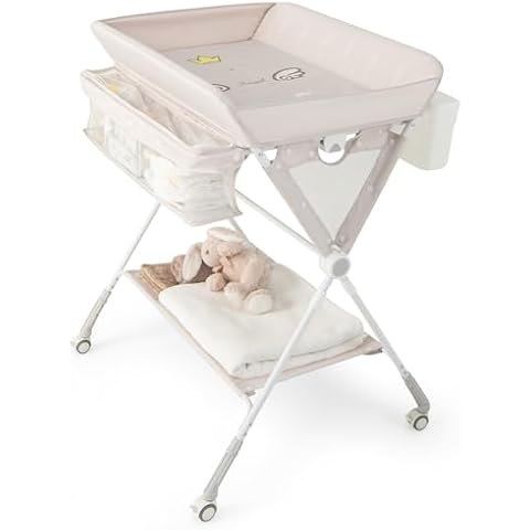 GYMAX Folding Baby Changing Table with Storage Cover