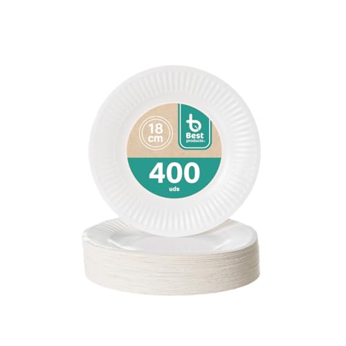 BEST PRODUCTS 400 Disposable Plates | Ecological Cardboard Biodeg...