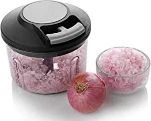 Mbuys Mall 650ml Handy Plastic Chopper with Pull Cord Technology and 3 Stainless Steel Blades Eco Friendly Design Vegetable & Fruit Chopper (Multicolor)