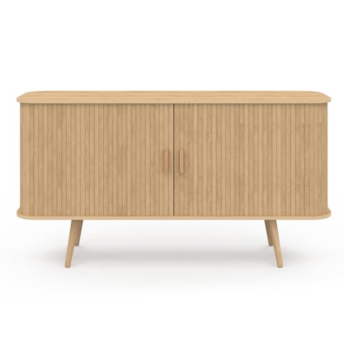 Buffet Romie 140 cm bois clair 2 portes coulissantes IDMarket