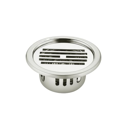 Image of ZAP Classic Round Floor Drain with Cockroach Trap | 5 x 5 Inch 304 Grade Stainless Steel Drain Cover Jali | Glossy Rust-Proof Floor Strainer for Bathroom, Kitchen, Balcony & Utility Area