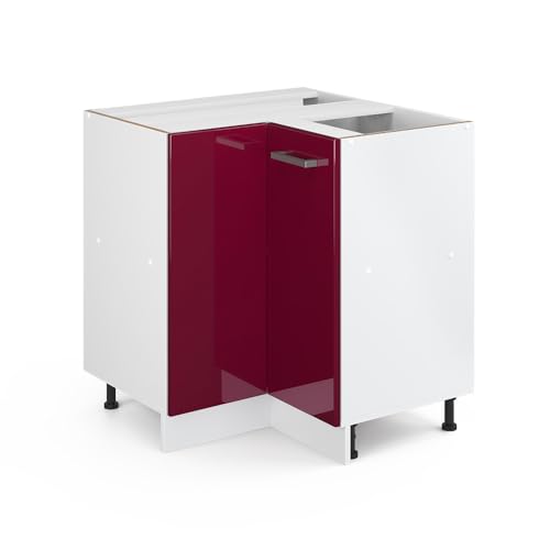 Vicco Eckunterschrank R-Line, Rot Hochglanz, 75.6 cm ohne Arbeitsplatte, zur freien Kombination innerhalb modularer Küchensysteme