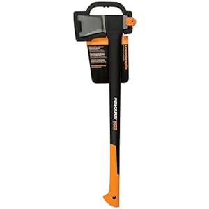 Fiskars X25 Splitting Axe – Wood Splitter for Medium to Large Size Logs with 28″ Shock-Absorbing Handle – Black/Orange