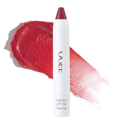 Ogee Tinted Sculpted Lip Oil - Lip Stain Made with 100% Organic Coconut Oil, Jojoba Oil, and Vitamin E - Best as Lip Balm, Lip Color or Lip Treatment - PETUNIA (Sheer Blush)