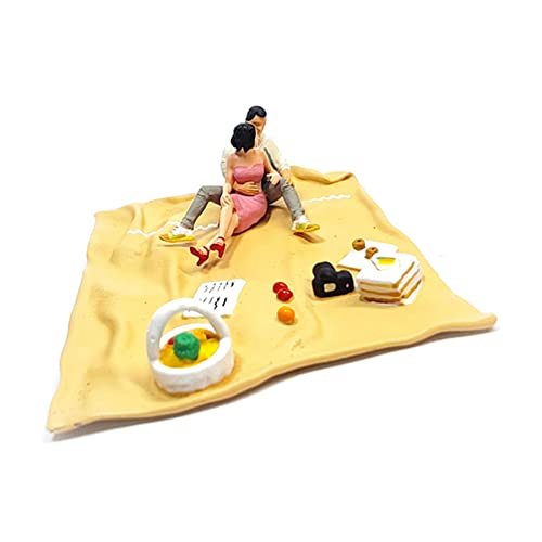 Yotijay 1/64 Scale Miniature Figures Picnic Mat With Desk And Chair Model Set For Train Railway Micro Landscape Sand Table Layout Diorama S Scale #TOP3