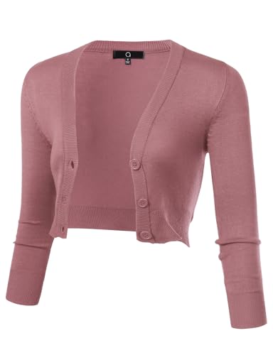 Image of Allsense Women's Cropped Bolero Shrug Cardigan | 3 /4 Sleeve, Button Down, Lightweight Knit Sweater