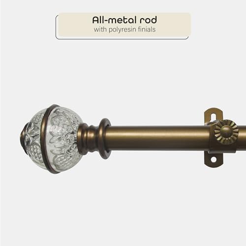 Image of Decorative Window Curtain Rods with Finials, 48 to 86 Inches, 0.75 Diameter - Camino Lancaster - Lightweight & Easy to Install, Adjusts Telescopically to Fit Any Window by Achim Home Decor