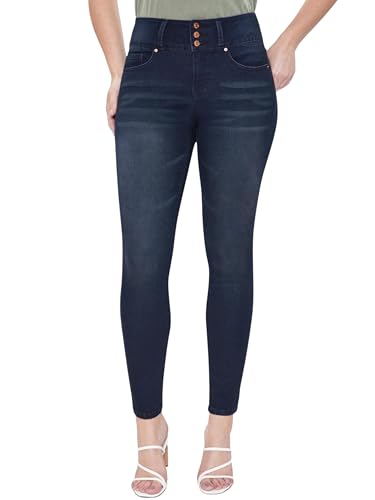 Royalty For Me Womens Women's 3 Button Signature Slim Stretch High Rise Skinny Jeans