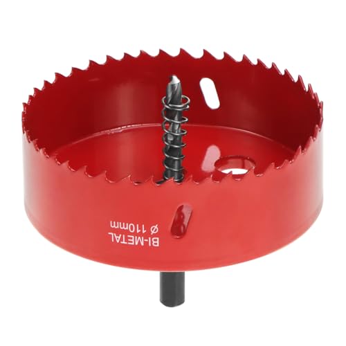 QWORK® Sierra corona 110mm, M42 HSS sierra de agujero bimetálico, con vástago hexagonal y broca para aluminio, hierro y madera