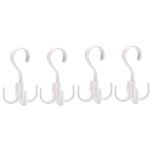 Thinkmay Purse Organizer Closet Scarf Organizer Hanger Tie and Belt Hanger, 4 Pack Rotating Plastic Purse Hanger Closet Organizer holder for Belts,Ties, Bag, Purse,Scarves, Clothing (White)