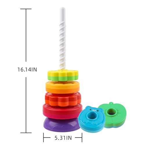 LBAIBB Spinning Stacking Toys,Spin Toy for Toddlers 1-3,Montessori Toys for 1 Year Old,Rainbow Spin Tower,Autism Sensory Learning Toy,Suitable for Gifts for Boys and Girls - Image 2