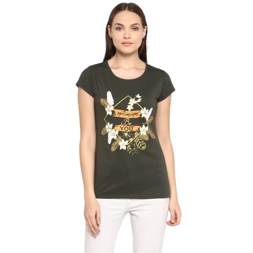Image of Modeve Women Printed Cotton Blend Half Sleeve Round Neck T-Shirt for Summer
