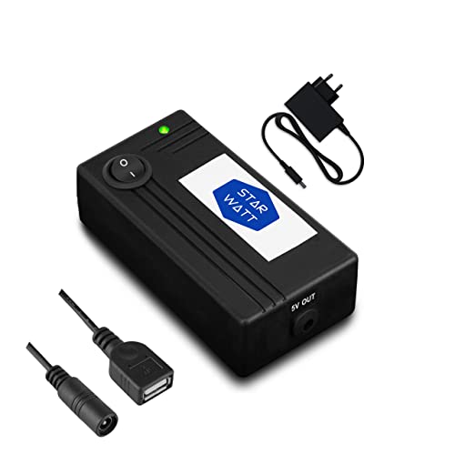 Image of 5V Mini UPS with Power Adaptor for 5V WiFi Routers, WiFi Cameras, Biometric & USB Powered Devices| Uninterrupted Power Backup for 3-10 Hours | Supports All 5V Upto 2A | Replaceable Battery